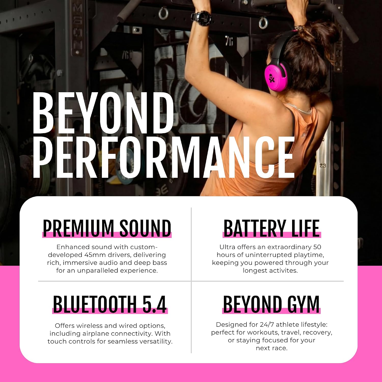 H2O Audio Betty x RIPT Ultra Over-Ear Sport Headphones, Premium Sound Active Noise Cancellation and Transparency Mode, 50-Hour Battery Life, 2 Sets of Ear Cushions - Sweatproof Silicone or Leather