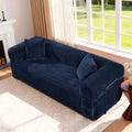 3 Seater Sofa Couch for Living Room (Blue, 30' D + 2 Pillows +Fixed-Shape Frame)