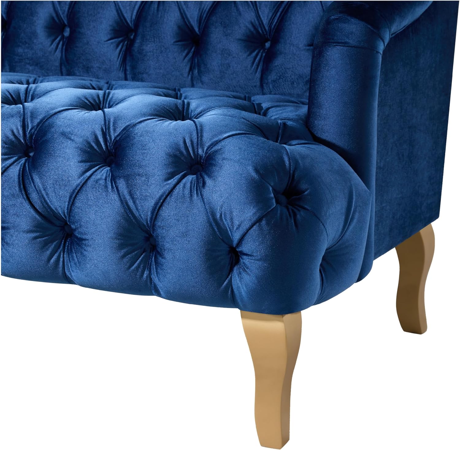 Wine Red Modern Velvet Loveseat Sofa Couch, 73' Mid - Century Tufted Upholstered Small Love Seat Couch, Curved High Back 3-Seats Couches for Compact Space, Living Room, Apartment (Dark Blue)