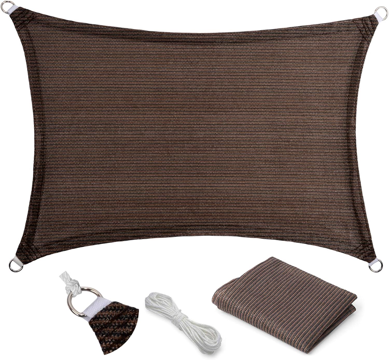Eden's Decor Rectangular 8' X 20' Brown Sun Shade Sail UV-Blocking Outdoor Shade for Patio Backyard Pergola