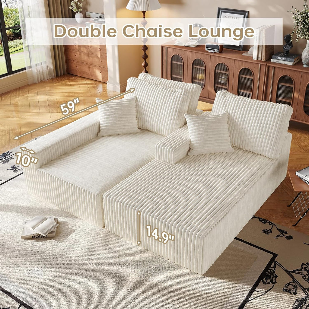 96' Modular Sectional Cloud Couch for Living Room Deep Seat L Shapes Boneless Couch with Oversized Chaise Lounge, Comfy Memory Foam Flannel Fabric Sofa for Bedroom Apartment, No Assembly Required