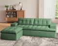 Cloud Sectional Boneless Sofa with Ottoman, Modular L Shaped Couch with Layered Cushion, Fluffy Comfy Couches for Living Room, No Assembly, Green
