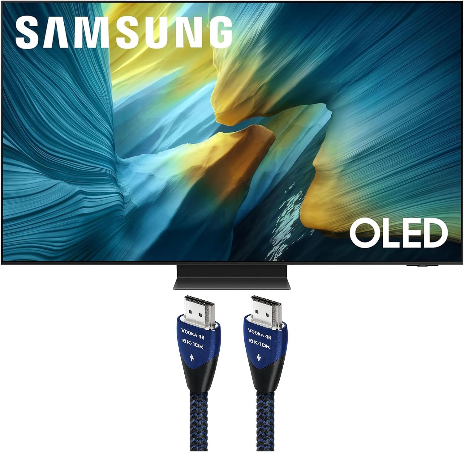 Samsung QN65S95FAFXZA 65 Inch OLED HDR Pro 4K Smart TV with an AudioQuest 2.25M 48Gbps Vodka HDMI Cord (2025)