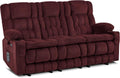MCombo 80.7' W 3 Seater Power Reclining Sofa with Heat and Vibration Massage, Zero Gravity Recliner Sofa Couch for Living Room, Fabric 6316M3 (Burgundy, 3-Seater)