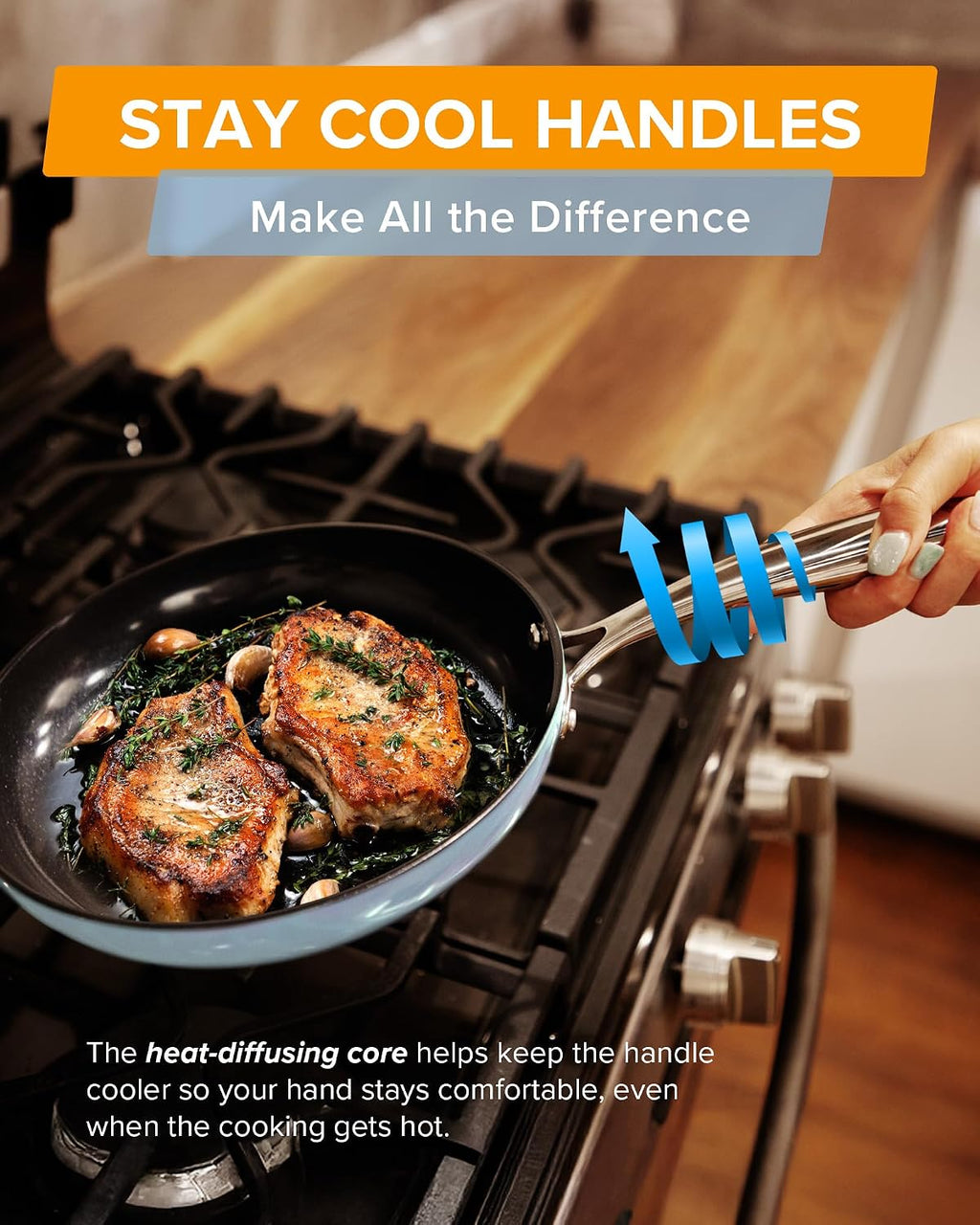 Nuwave Lux 13-Piece Premium Cookware Collection, Healthy G10 Duralon Blue Ceramic Nonstick, Ultra Durable, PFAS-Free, Lightweight & Works on All Cooktops