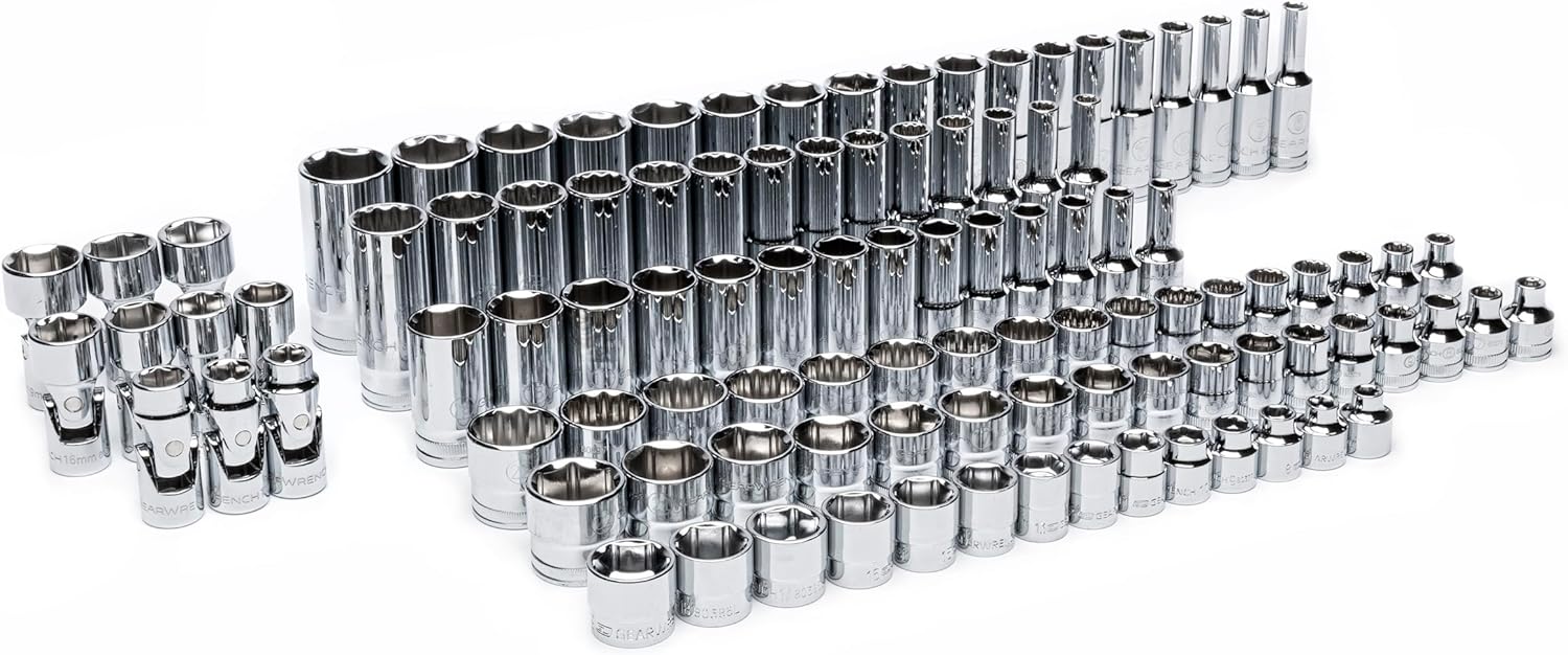 GEARWRENCH 104 Piece 3/8' Drive Master Metric Socket Set in Foam Storage Tray - GWMSSKT38MM