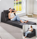 Hobestluk Sofa Couch Folding Sofa Bed Comfy Floor Lounger Convertible Sofa with Removable Cushion Couches for Small Spaces Foldable Mattress for Living Room Bedroom or Office (Cordury Grey, Large)