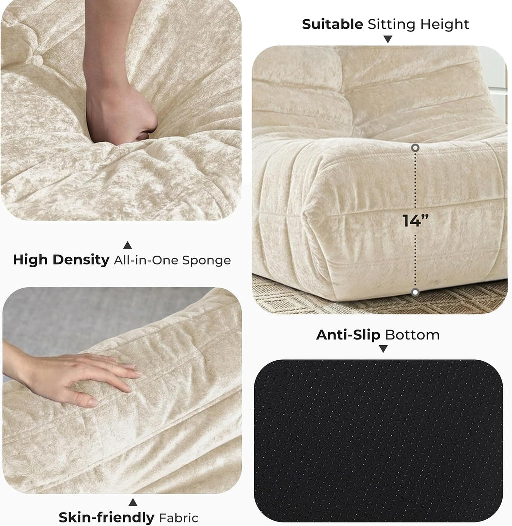 HABUTWAY Bean Bag Chair, Giant Bean Bag Chairs for Adults, 3 Seater Fireside Chair, Lazy Large Floor Bean Bag Sofa for Living Room, Bedroom, Dorm, Office (Beige)