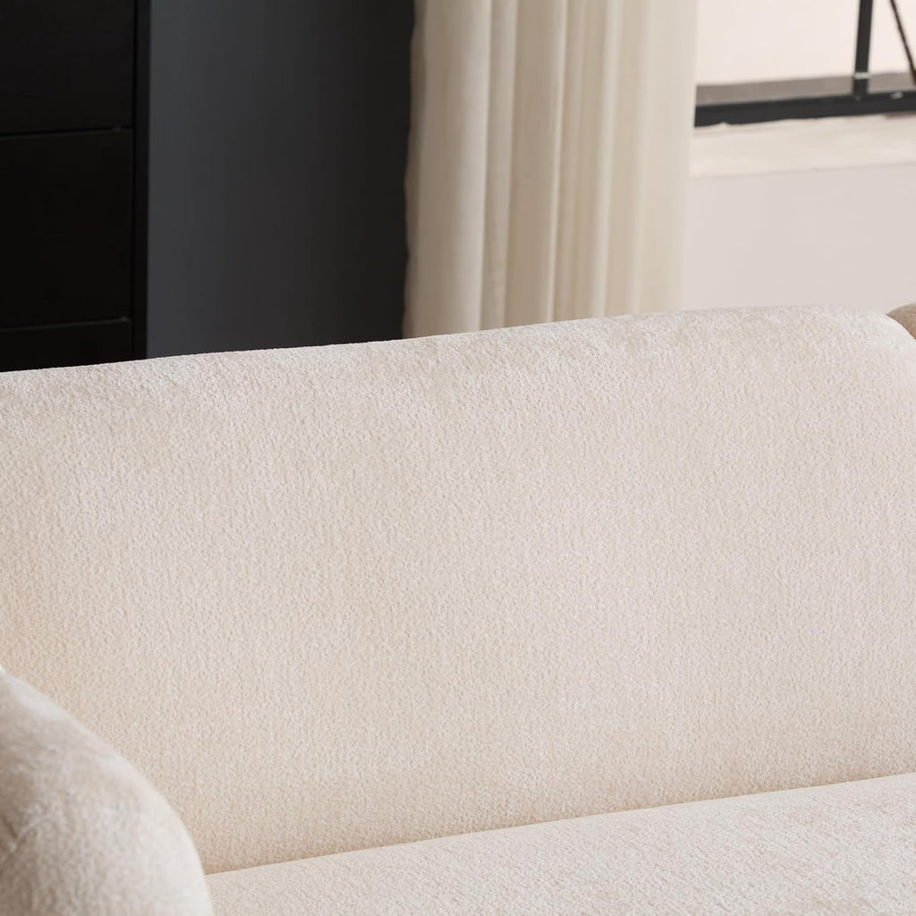Christopher Knight Home Carine 83'' Sofa Couch, Cozy Boucle Fabric Upholstered 3-Seater Seating Sofa, Comfy Couches for Living Room and Office, Modern Oversized Loveseat, Curved Wave Design, Beige