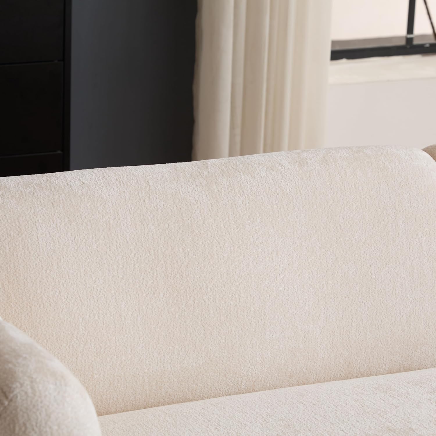 Christopher Knight Home Carine 83'' Sofa Couch, Cozy Boucle Fabric Upholstered 3-Seater Seating Sofa, Comfy Couches for Living Room and Office, Modern Oversized Loveseat, Curved Wave Design, Beige