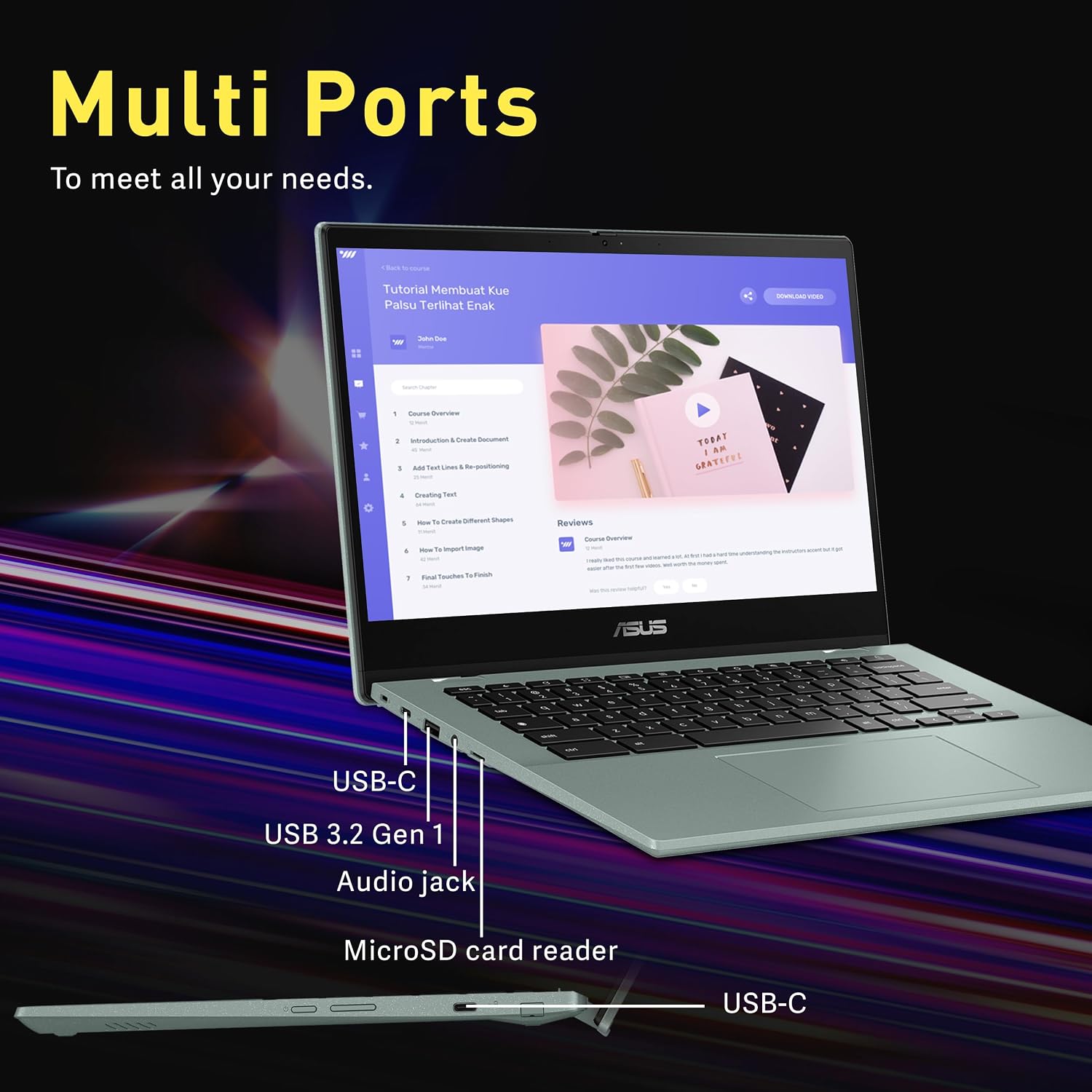 ASUS Chromebook Flip 14' FHD Touchscreen Laptop, MediaTek Kompanio 520, 4GB LPDDR4X, 64GB eMMC, MediaTek Integrated Graphics, 720p HD Webcam, WiFi 6, Long Battery Life, Chrome OS, Gray Green (Renewed)