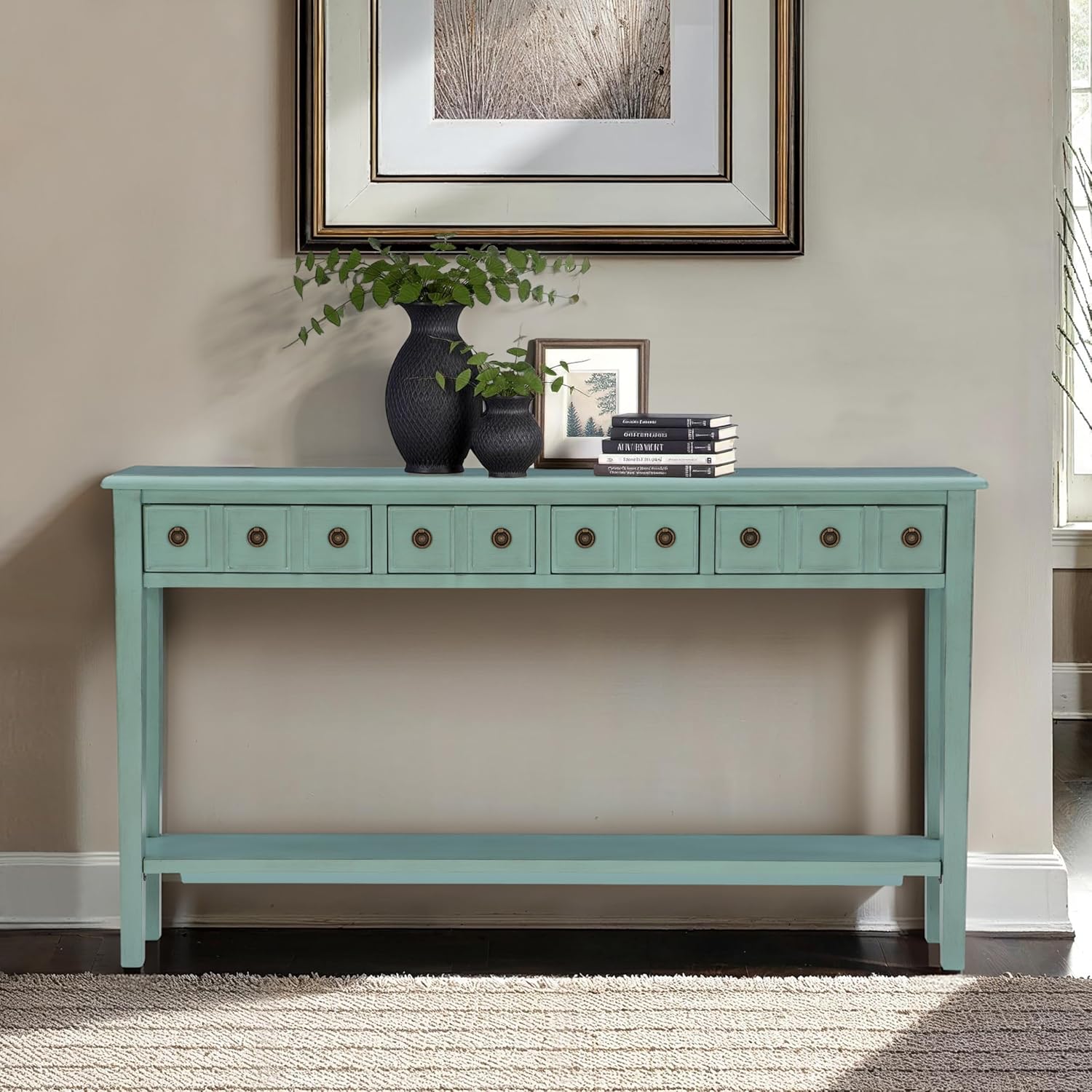 Powell Furniture Sadie Long Console Table, Teal