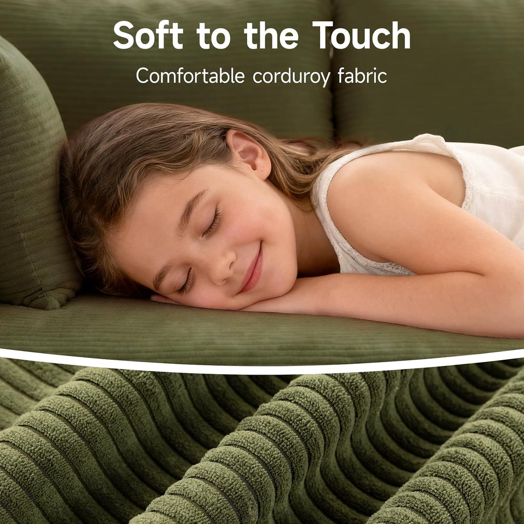 Brage Living 2025 New 108' Cloud Couch Sectional, Comfy Boneless Modular Sectional Sofa with L-Shaped Chaise, Deep Seat Couch for Living Room, No Assembly Required (Green, Chaise Ottoman)