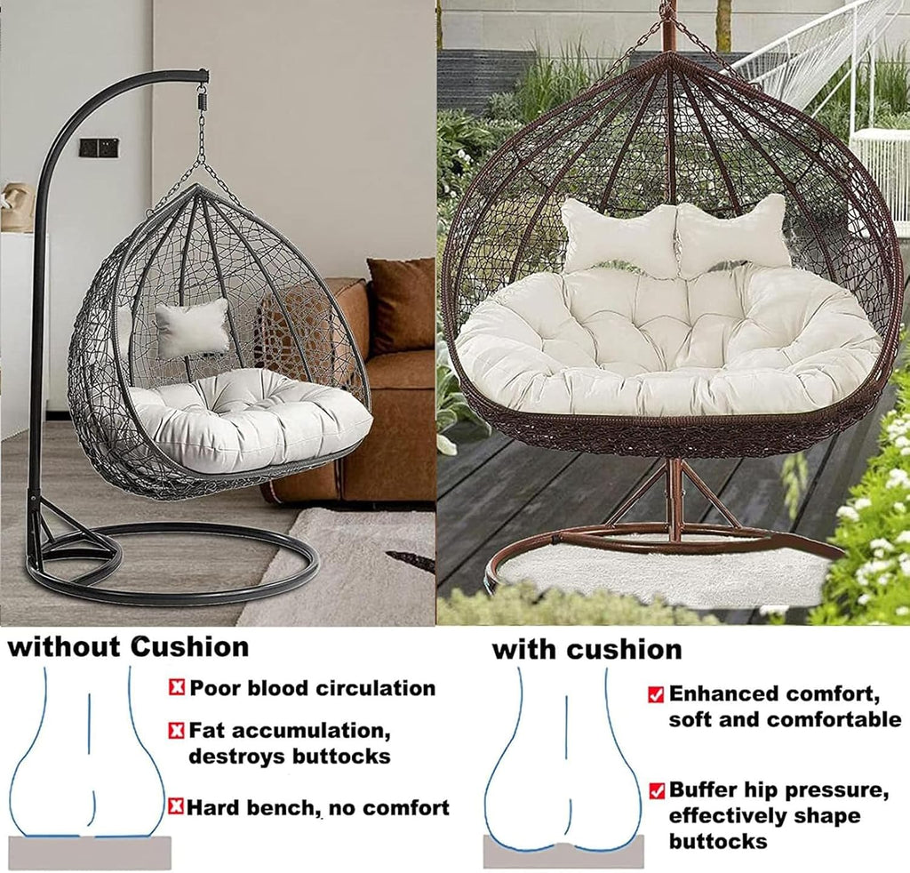 ZTGL 2 Persons Hammock Swing Chair Cushion, Double Egg Chair Pads Luxury Outdoor Patio Wicker Loveseat Hanging Swing Egg Chairs for Patio Backyard Balcony,I,1 pc 110x150cm