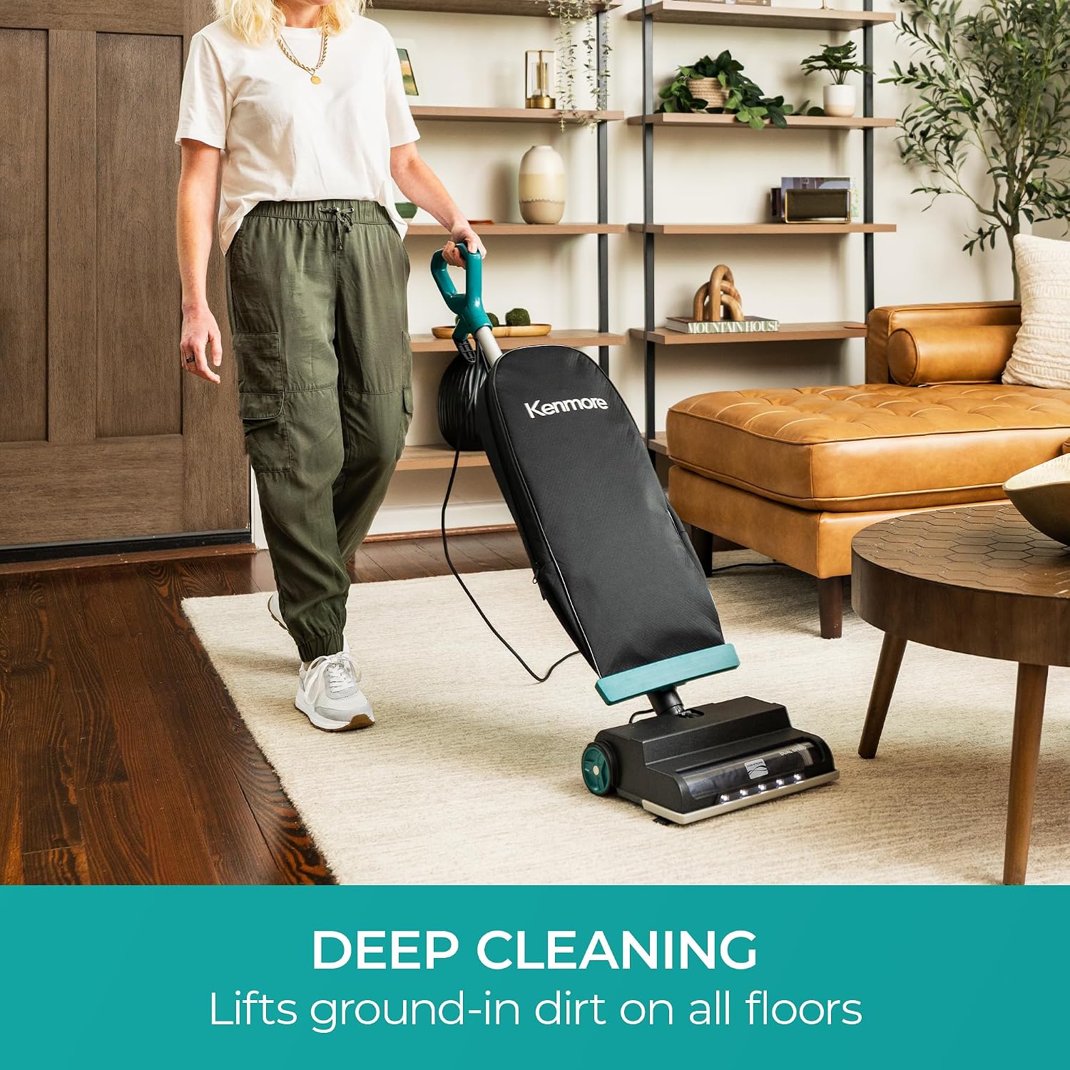 Kenmore BU1001 B200 Series Commercial Grade Vacuum Cleaner Lightweight 14L Capacity Bagged Upright Vac with LED Headlight and 2-Speed Setting Powerful Suction for Pets, Carpets & Hard Floor, Black