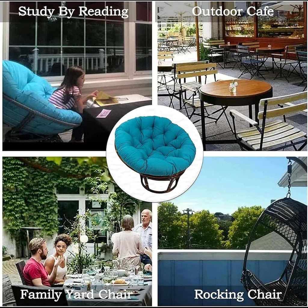 Papasan Chair Cushion Only,Indoor/Outdoor/Garden Papasan RoundCushion Water Resistant Patio Cushion Poly Rattan Armchair Hanging Chair Pillow Soft/Comfortable ChairCushion (D,48x48in)