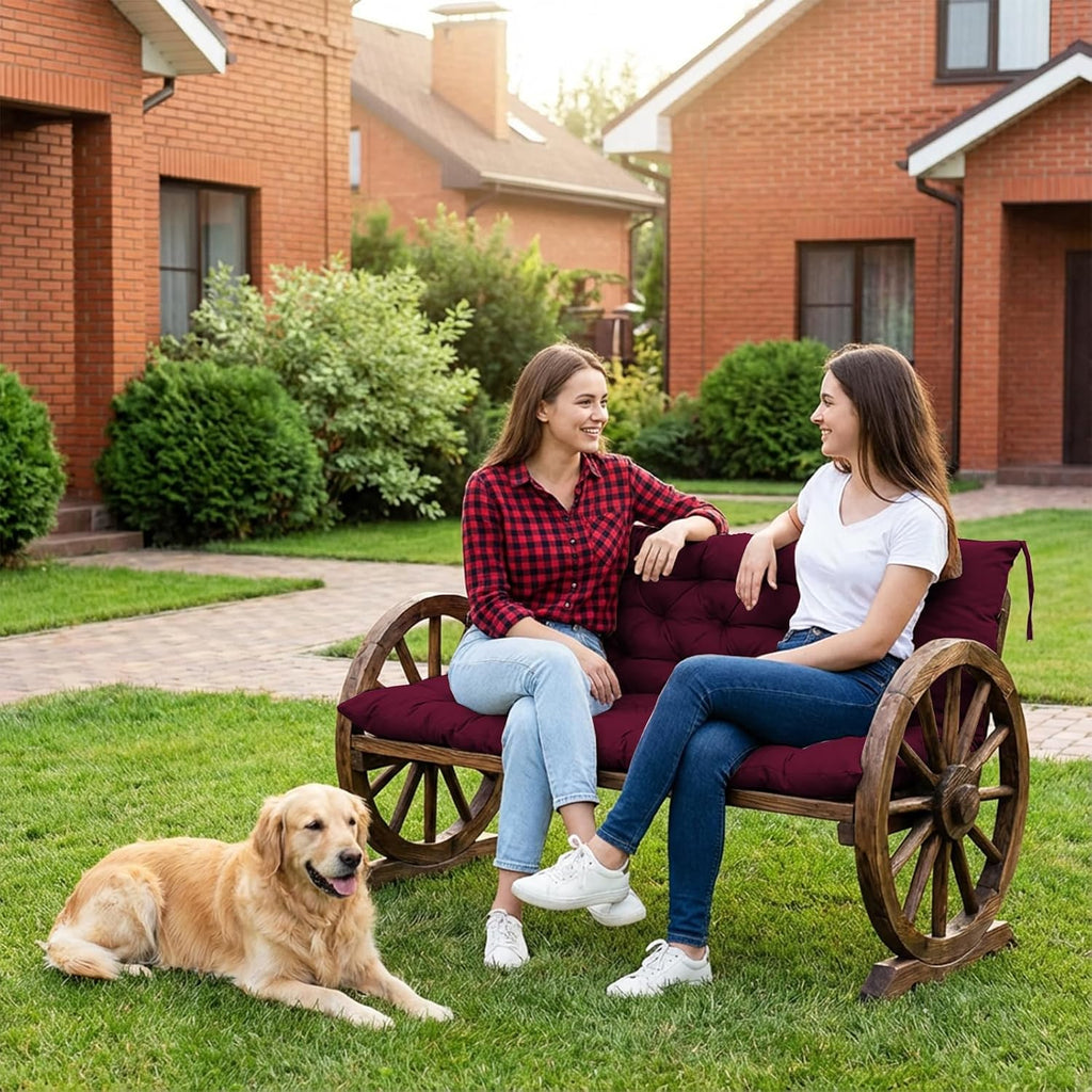 Waterproof Porch Swing Cushion Replacement, Thick 4' 2–3 Seat Outdoor Swing Seat Cushion with Backrest & Ties for Patio, Garden & Porch(Claret 40 * 60 in)