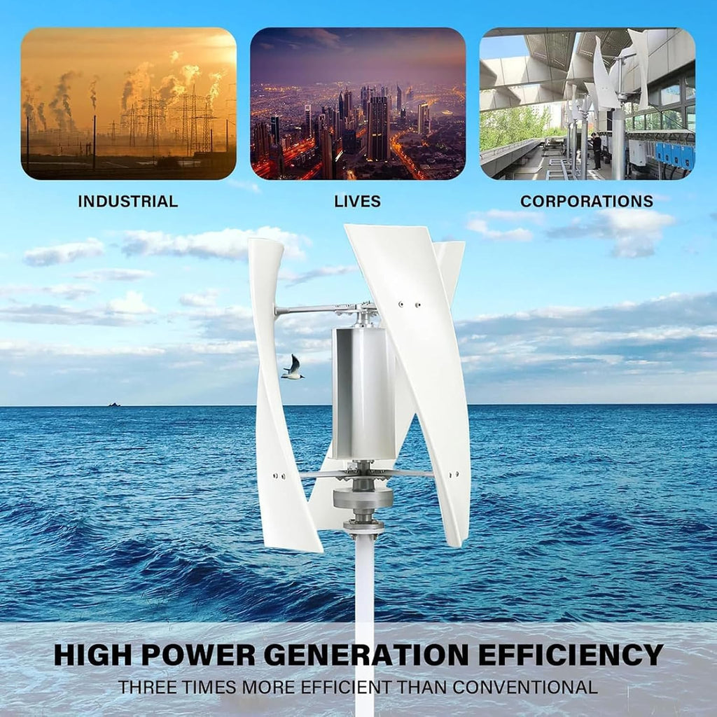3000W Wind Turbine Generator Kit - 12V/24V/48V/220V, 3-Blade Vertical Permanent Magnet Generator for Hybrid Wind Solar Power Systems, High Efficiency Wind Energy Solution