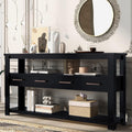 Modern Console Table Long Narrow 62-Inch Sofa Entry Table with Drawers & Open Shelves for Living Room Entryway, Easy Assembly(Black)