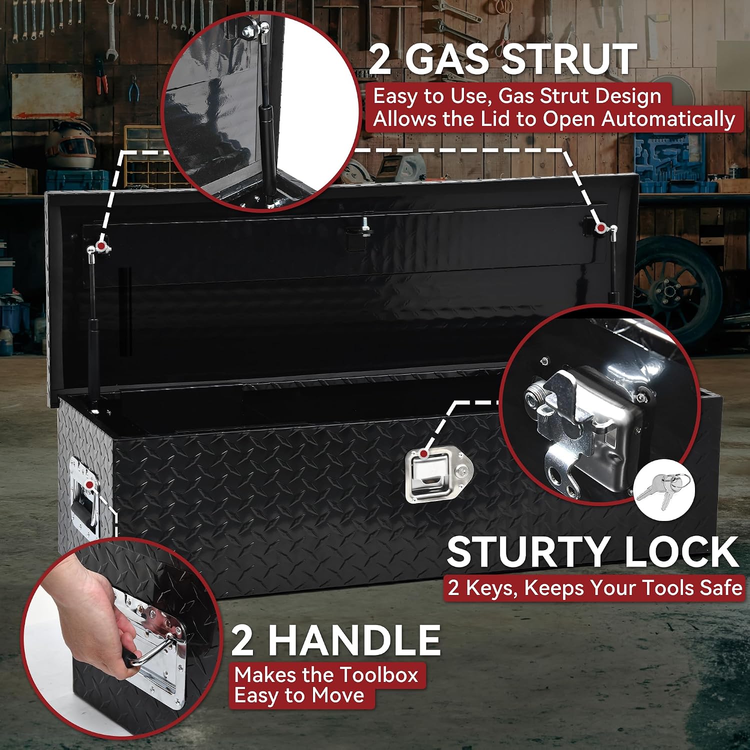 YITAMOTOR 39 Inch Truck Bed Tool Boxes Heavy Duty Aluminum with Sliding Shelf,Diamond Plate ToolBox for Pick Up Truck RV Trailer, Chest Storage Organizer with Lock and Keys