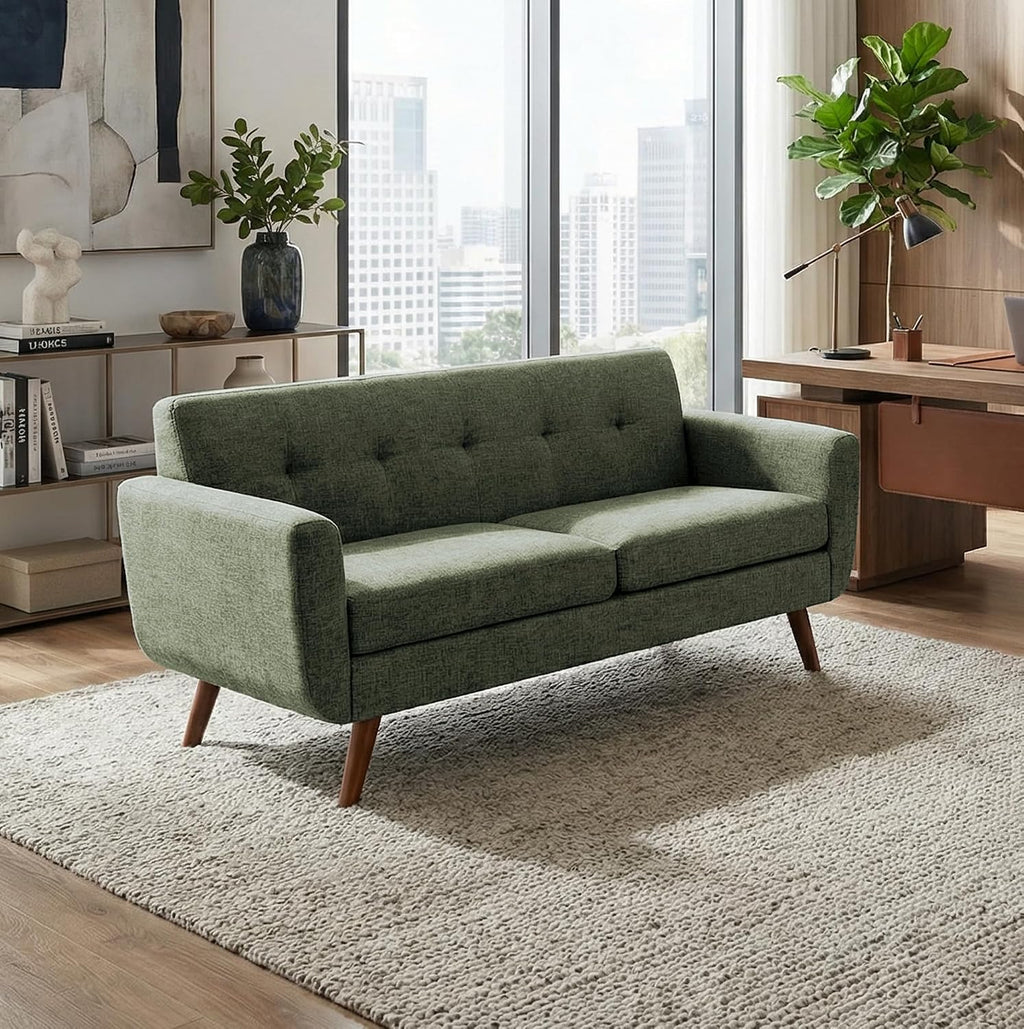Tbfit Mid Century Modern Sofa Couch, Loveseat & Standard Sofa, Green