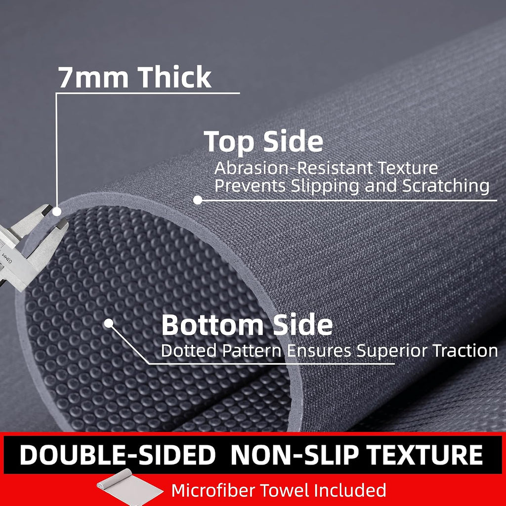 GymCope Large Exercise Mat for Home Workout,12'x6'/10'x6'/9'x6'/8'x6'/7'x5'/6'x4' (7mm) Extra Thick Workout Mat, High-Density Gym Mat for Cardio, Jump Rope, MMA, Weights (Shoe-Friendly)