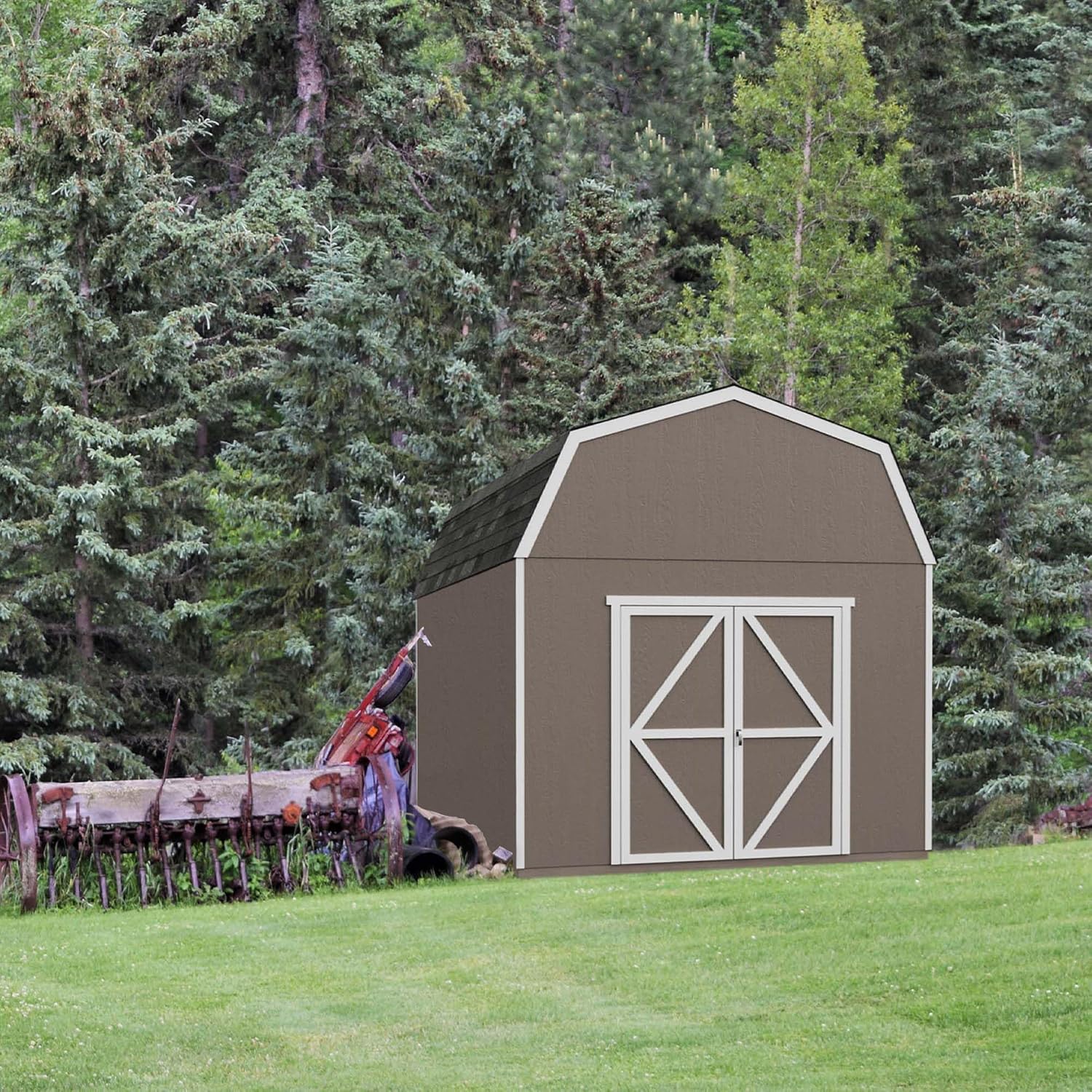 Handy Home Products Braymore 10x14 Do-It-Yourself Wooden Storage Shed- Does not Include Floor kit, Paint, or Roofing Shingles