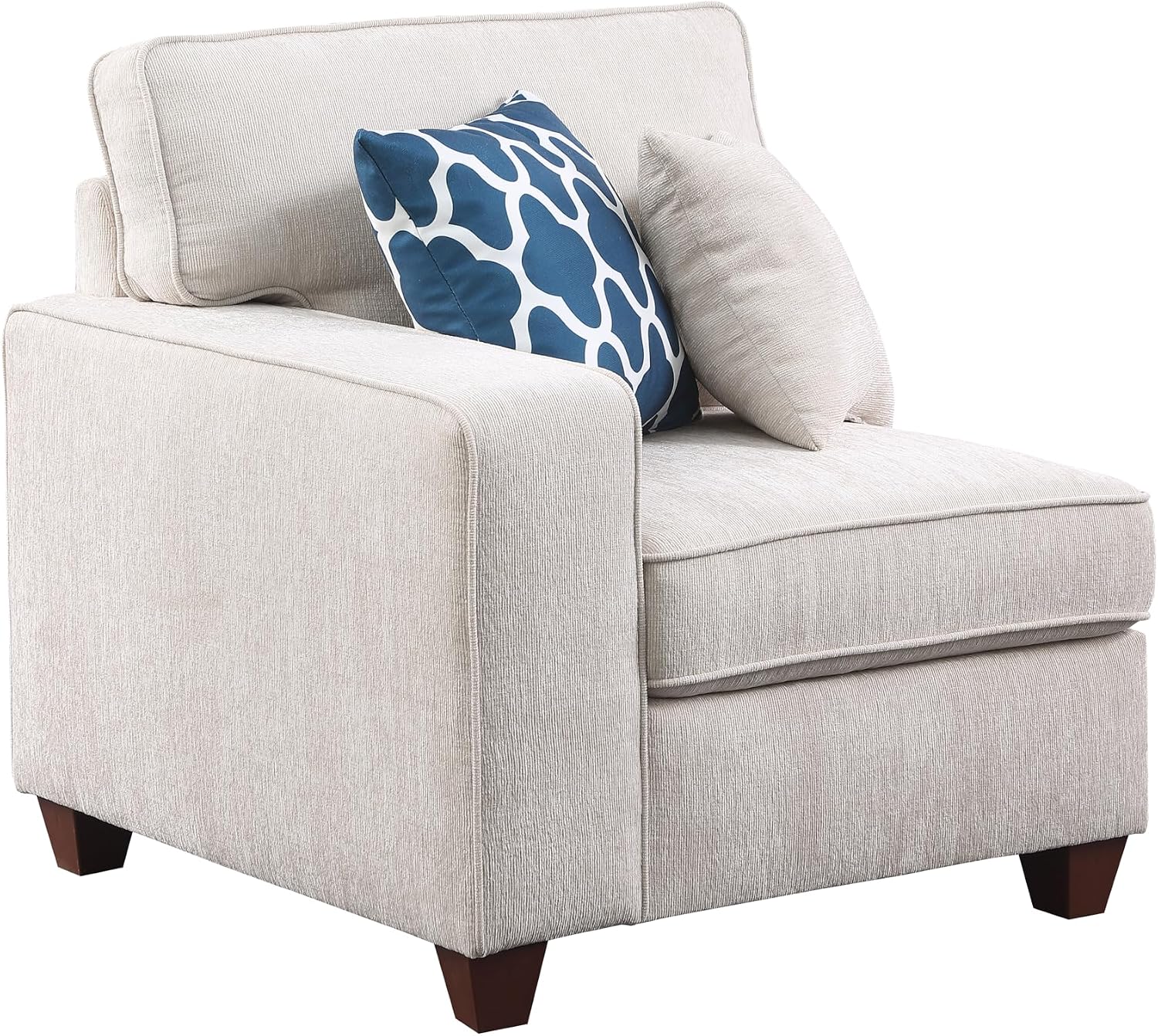 Ball & Cast 127' L-Shaped Sectional Couch with Movable Ottoman&6 Throw Pillow,7 Seat Chenille Upholstered Sofa W/2 Cup Holder,USB Port&Hidden Storage Box,DIY Combination,for Livingroom,Apartment,Beige