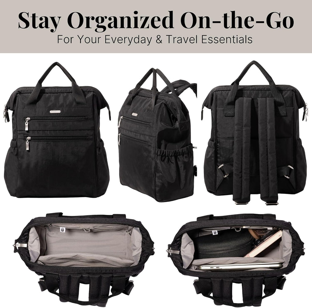 Baggallini City Scape Backpack - 15'x11' Lightweight Work Travel Bag w/Luggage Sleeve & RFID