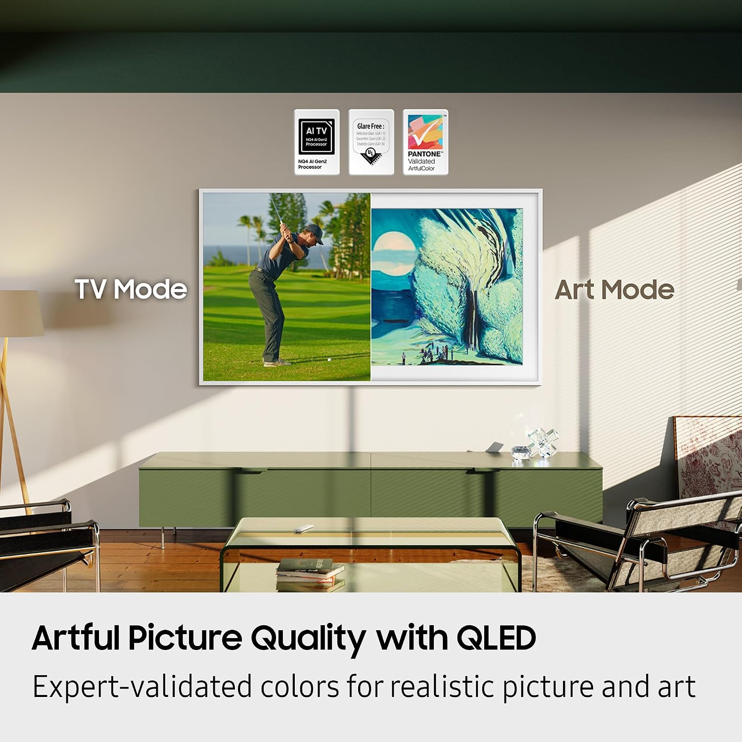 Samsung QN43LS03FAFXZA 43 Inch The Frame QLED 4K Art Mode Vision AI Smart TV with a Samsung HW-QS700F 3.1.2 Ch Dolby Atmos Soundbar and Subwoofer (2025)