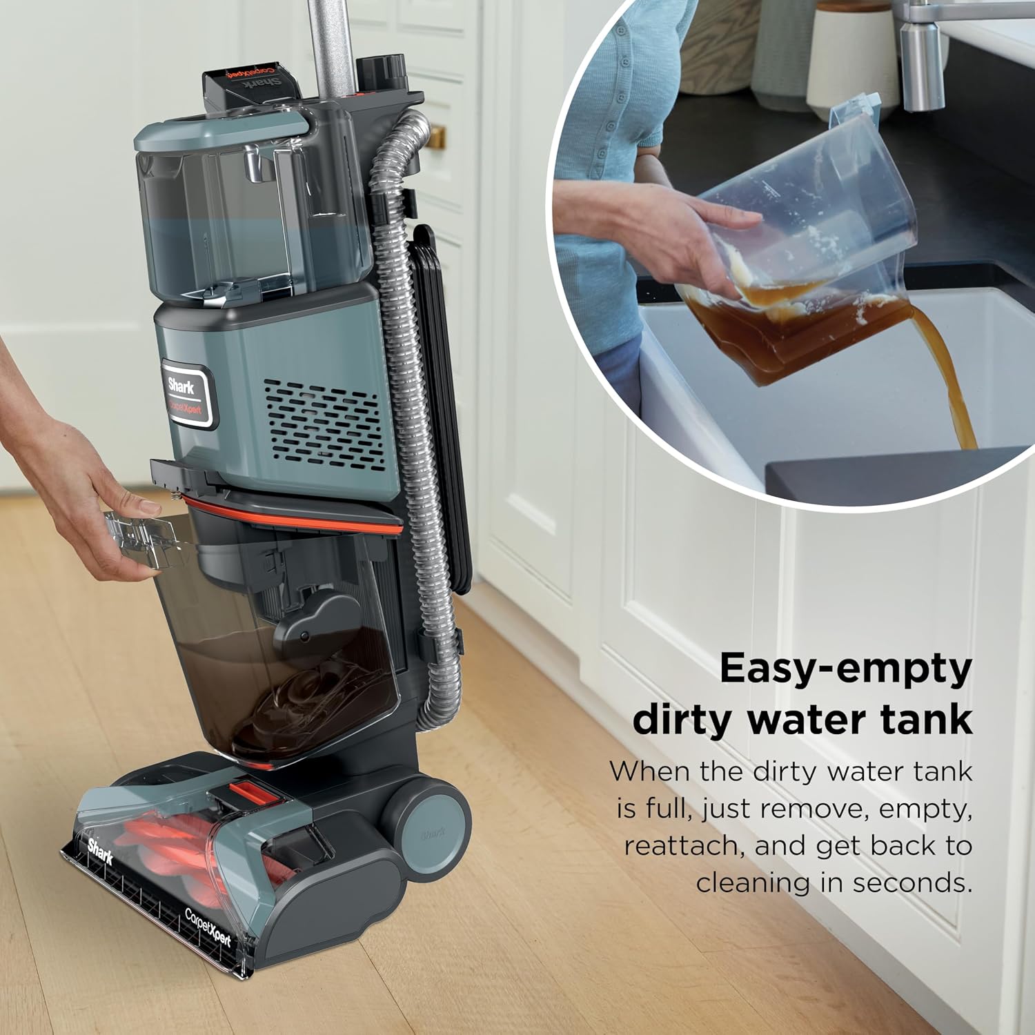 Shark CarpetXpert | Upright Carpet, Area Rug & Upholstery Cleaner | Carpet Shampooer with Handheld Spot & Stain Eliminator | 3 Cleaning Tools | Slate Green | EX151