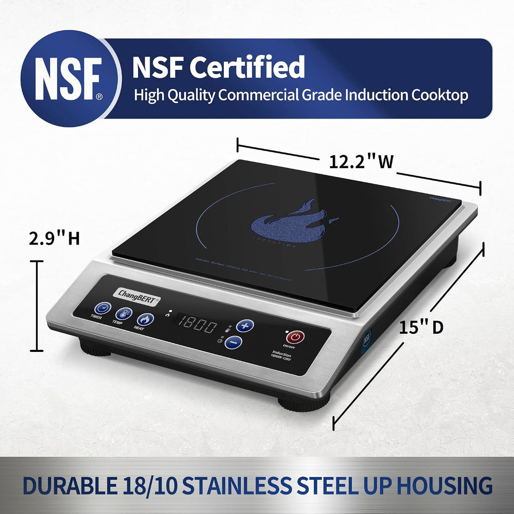 ChangBERT Induction Cooktop, 1800W NSF Certified Countertop Burner & Portable Induction Cooktop 208-240V 3200W NSF Certified Commercial Range Countertop Burner Pro Chef Professional Hot Plate