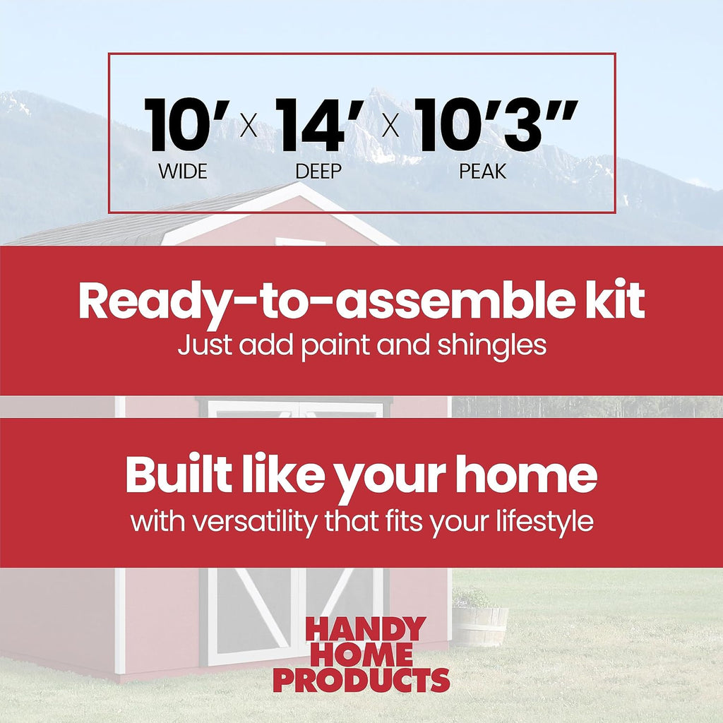 Handy Home Products Braymore 10x14 Do-It-Yourself Wooden Storage Shed- Does not Include Floor kit, Paint, or Roofing Shingles