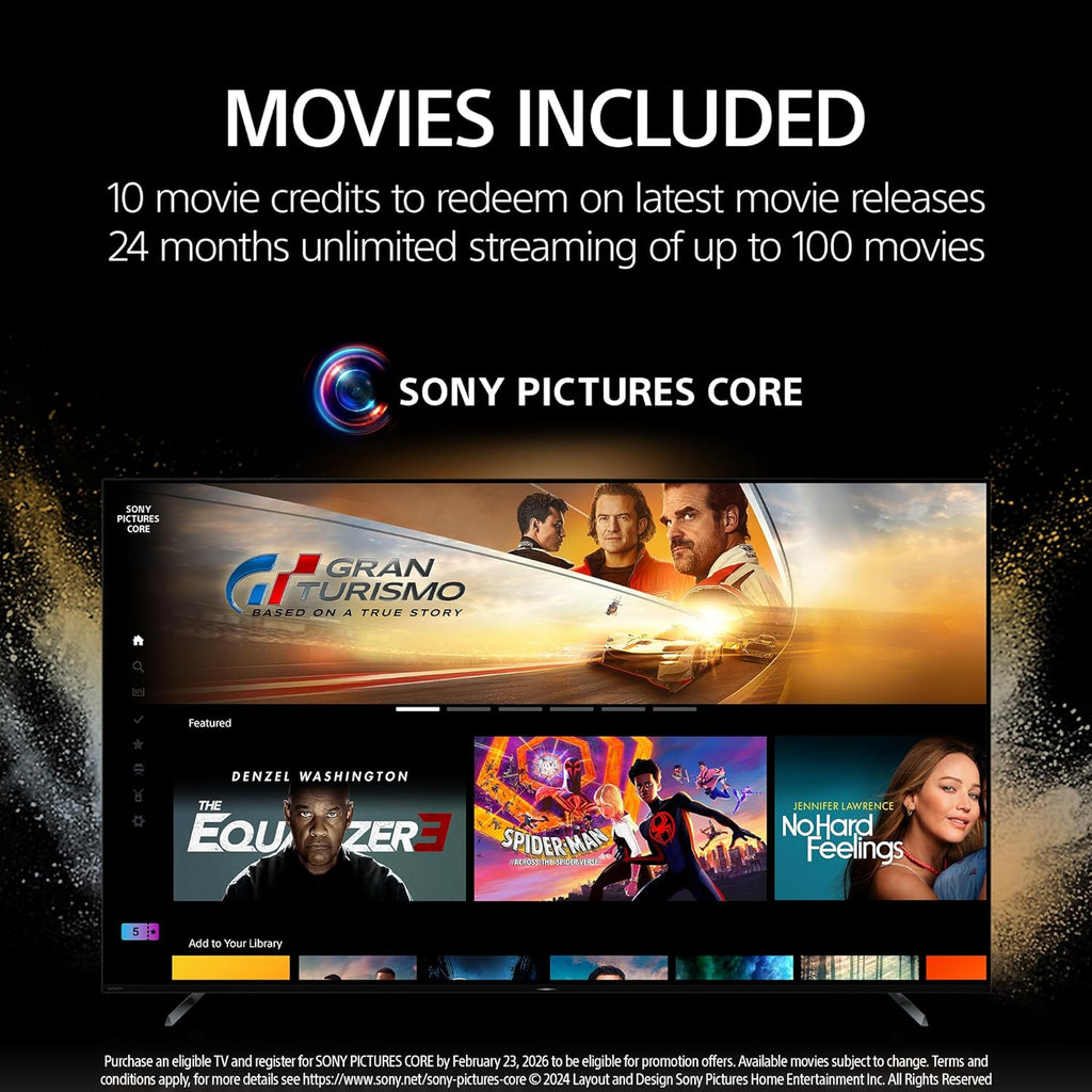 Sony K65XR90 65 Inch XR90 Series Bravia Mini LED HDR QLED 4K Google TV with an AudioQuest G8 8-Outlet USB-A/USB-C AC Power Surge Protector (2024)