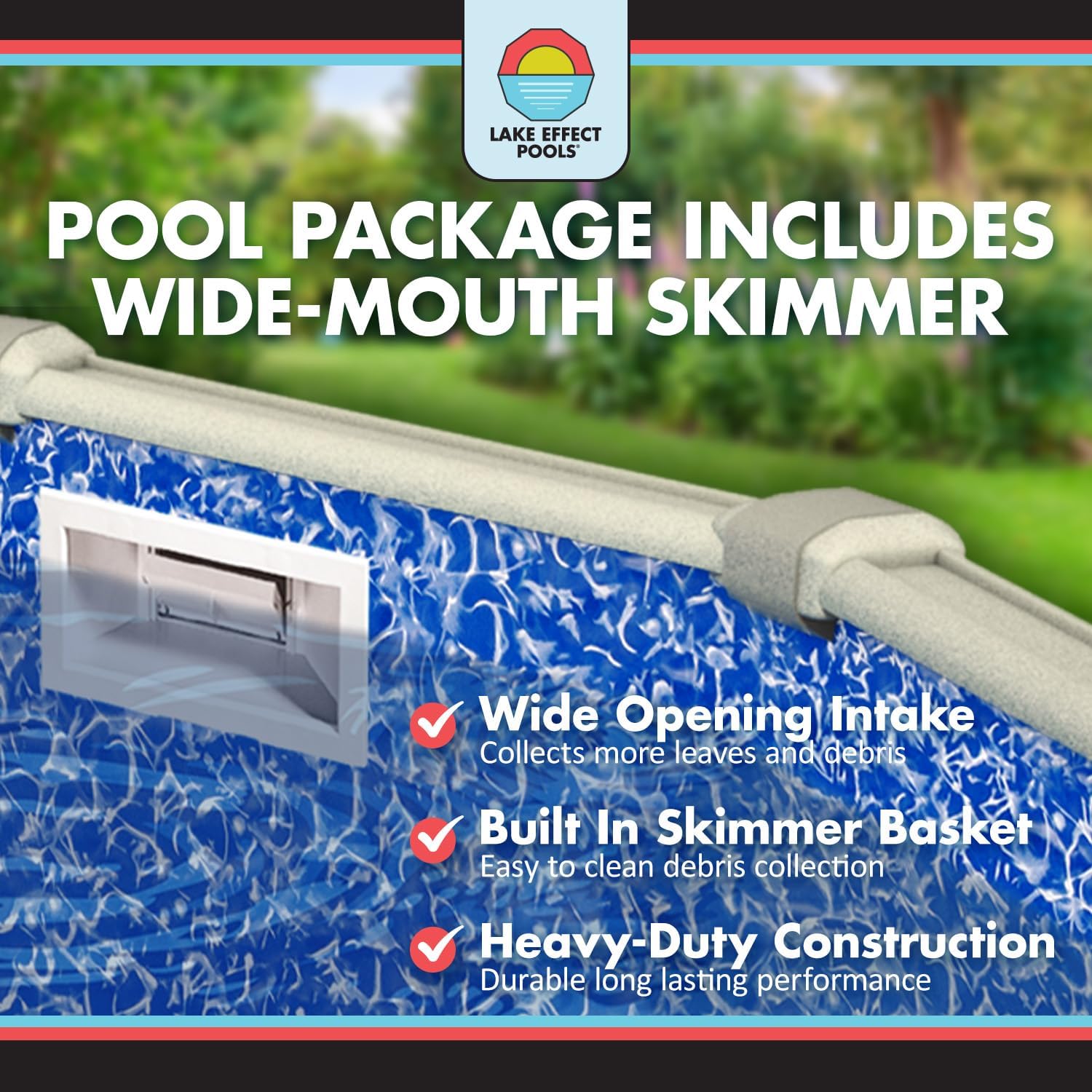 Lake Effect Pools 'Meadows' 30 ft Round Above Ground Swimming Pool | 52 Inch Steel Side Walls | Kit Includes: 25 Gauge Overlap Liner & Widemouth Skimmer