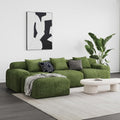 118'' Modern L-Shaped Modular Sectional Sofa for Living Room，Oversized 3-Seater Couch with Deep Seat and Movable Ottoman – No Assembly,Comfortable Chenille Fabric Boneless Sofa (Dark Green)