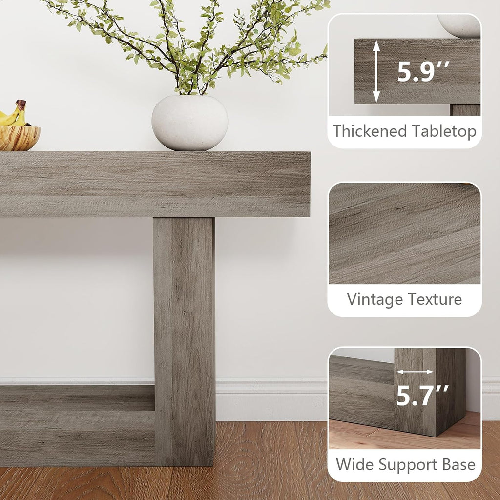 Spaco 63'' Long Console Table,2 Tier Farmhouse Entryway Table Sofa Table with Storage,Wood Behind Couch Table for Living Room, Hallway,Foyer