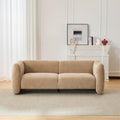 Christopher Knight Home Ahri 83'' Wood Frame Lounge Sofa Couch with Wave Design, Soft Seating 3-Seater Sofa with Armrests, Comfy Velvet Upholstered Home Sofa for Living Room and Office, Camel