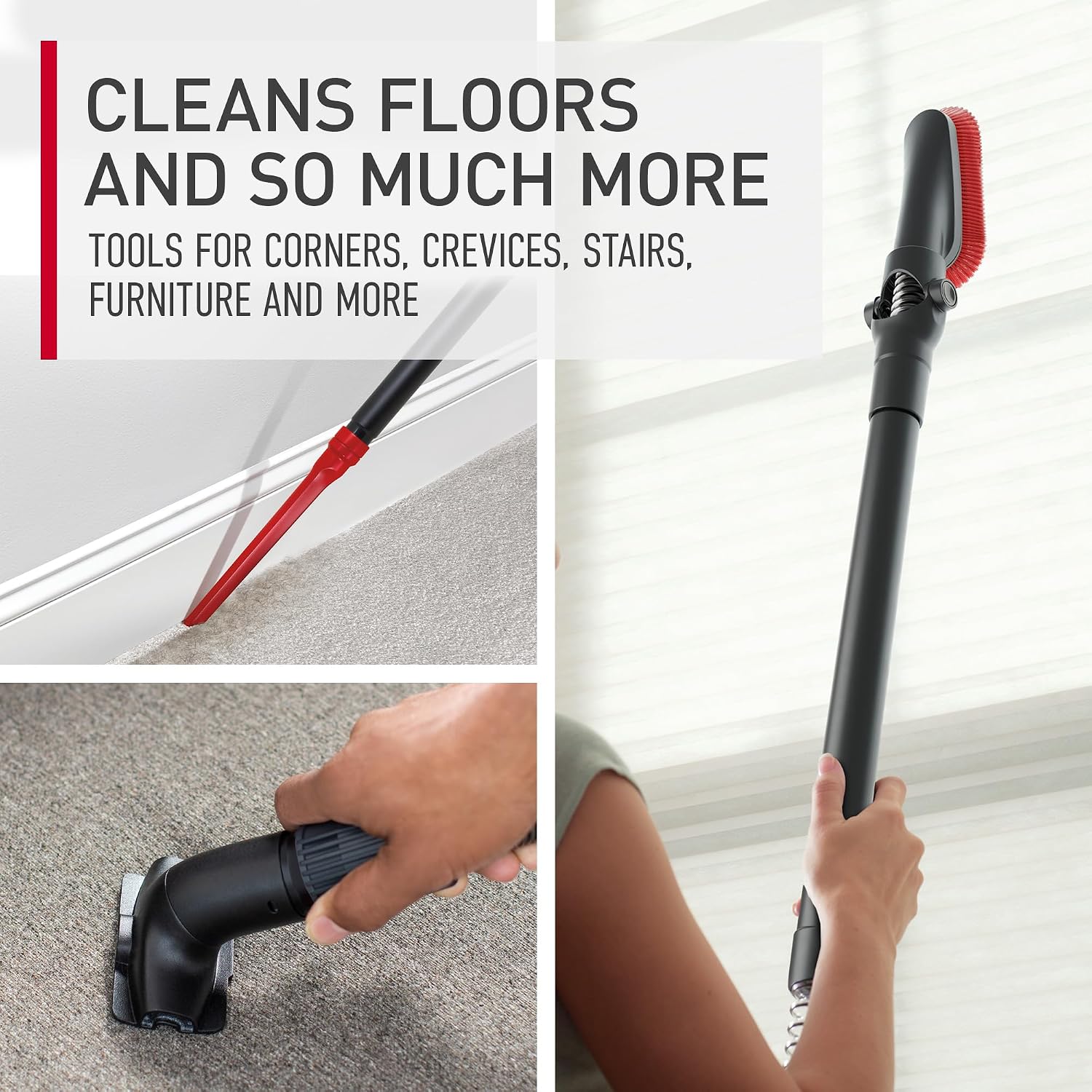 Hoover WindTunnel Cord Rewind Pro Bagless Vacuum Cleaner, Corded Upright Vacuum Cleaner for Carpet and Hard Floor, Multi-Cyclonic Filtration, 25ft Auto-Rewind Cord, 5-Height Adjustment