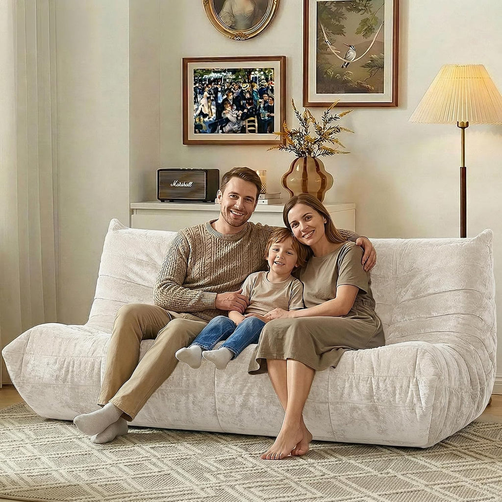 HABUTWAY Bean Bag Chair, Giant Bean Bag Chairs for Adults, 3 Seater Fireside Chair, Lazy Large Floor Bean Bag Sofa for Living Room, Bedroom, Dorm, Office (Beige)