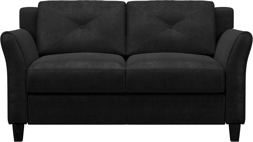 Studio Living Harrington 57.9' Loveseat, Transitional Modern, Pocket Coil Comfort, Easy Assembly, Microfiber Fabric, Black