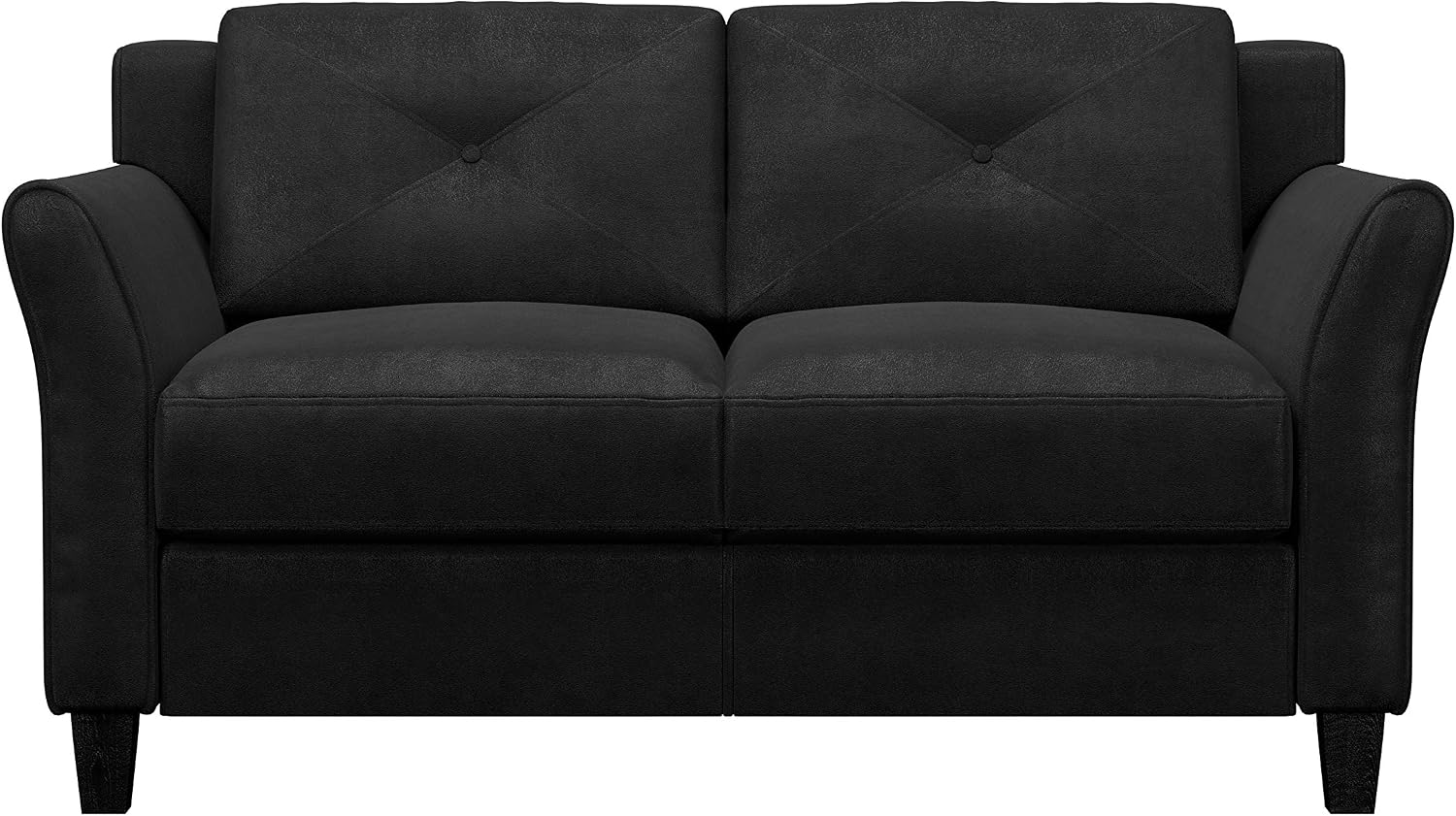 Studio Living Harrington 57.9' Loveseat, Transitional Modern, Pocket Coil Comfort, Easy Assembly, Microfiber Fabric, Black