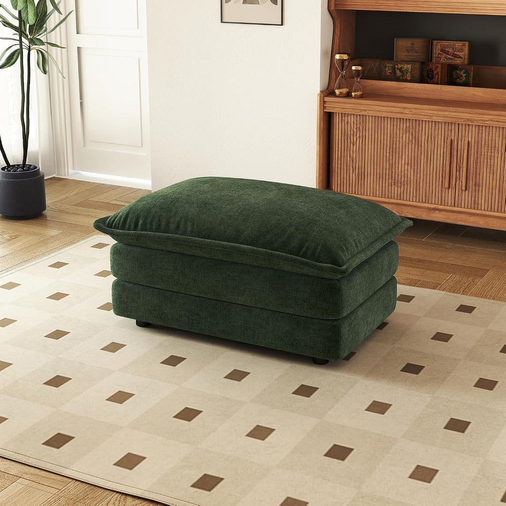 SoarFlash Chenille Sectional Sofa Ottoman,Green