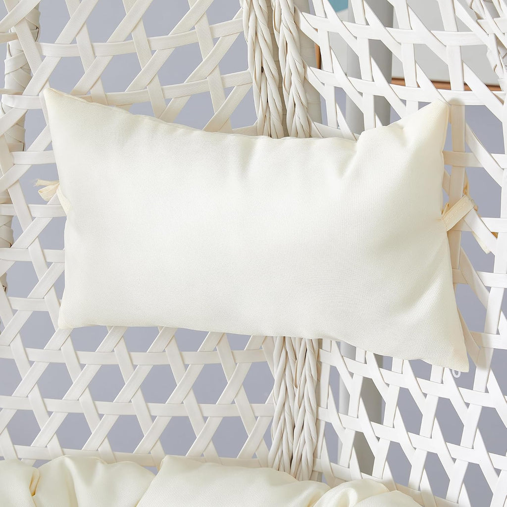 Egg Chair Indoor Outdoor - Hanging Swing Chair for Bedroom, Patio, Balcony & Backyard - Heavy Duty 350LBS - White