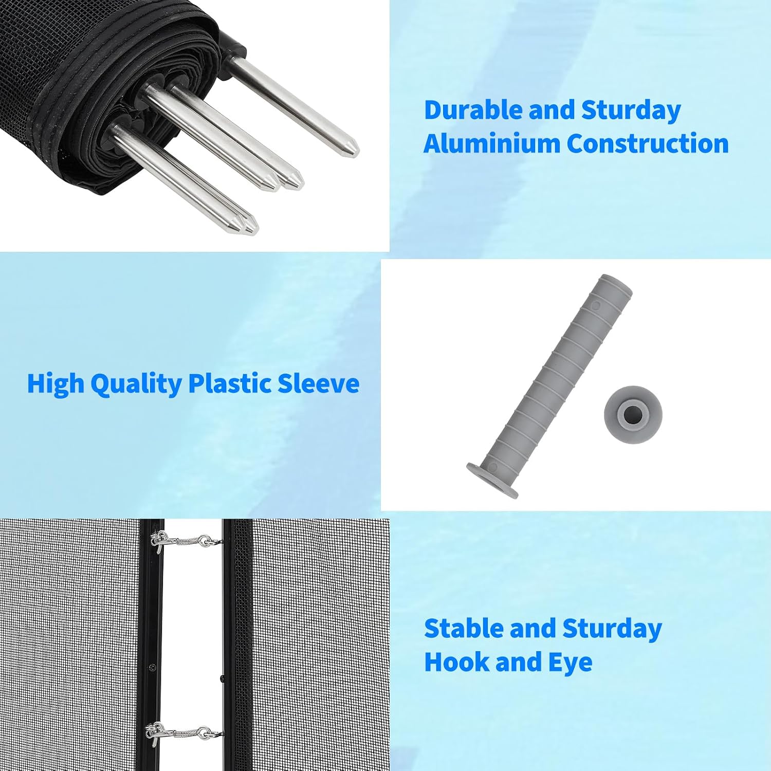 Pool Fence 4Ft x 108Ft, 320GSM Teslin Mesh with Stainless Steel Frame for Inground/Above Ground Pools, Swimming Pool Fence for Backyard Garden Pool Safety