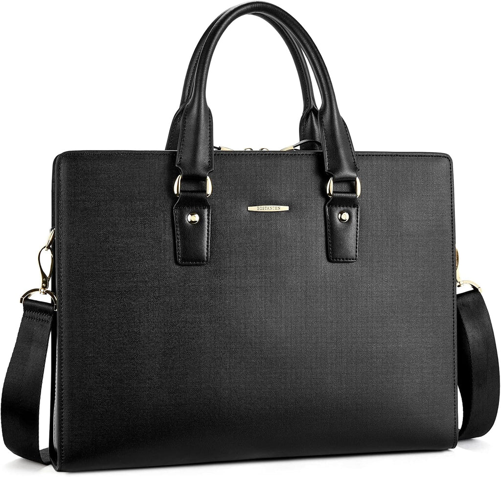 BOSTANTEN Leather Lawyers Briefcase Laptop Business Slim Bags for Men & Women