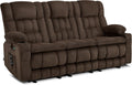 MCombo 80.7' W 3 Seater Power Reclining Sofa with Heat and Vibration Massage, Zero Gravity Recliner Sofa Couch for Living Room, Fabric 6316M3 (Brown, 3-Seater)