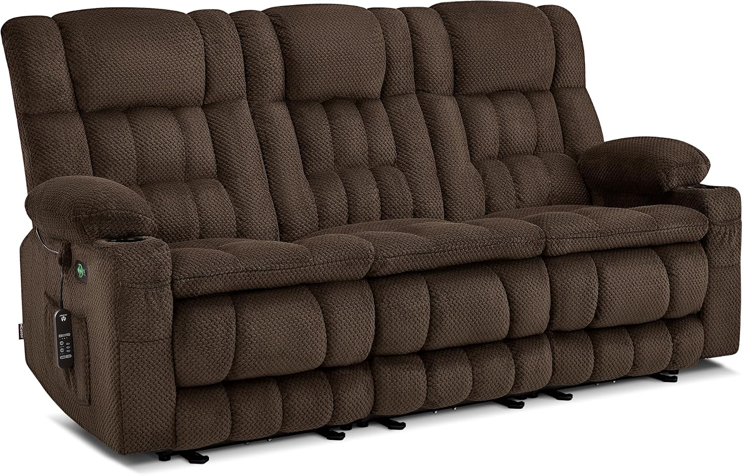 MCombo 80.7' W 3 Seater Power Reclining Sofa with Heat and Vibration Massage, Zero Gravity Recliner Sofa Couch for Living Room, Fabric 6316M3 (Brown, 3-Seater)