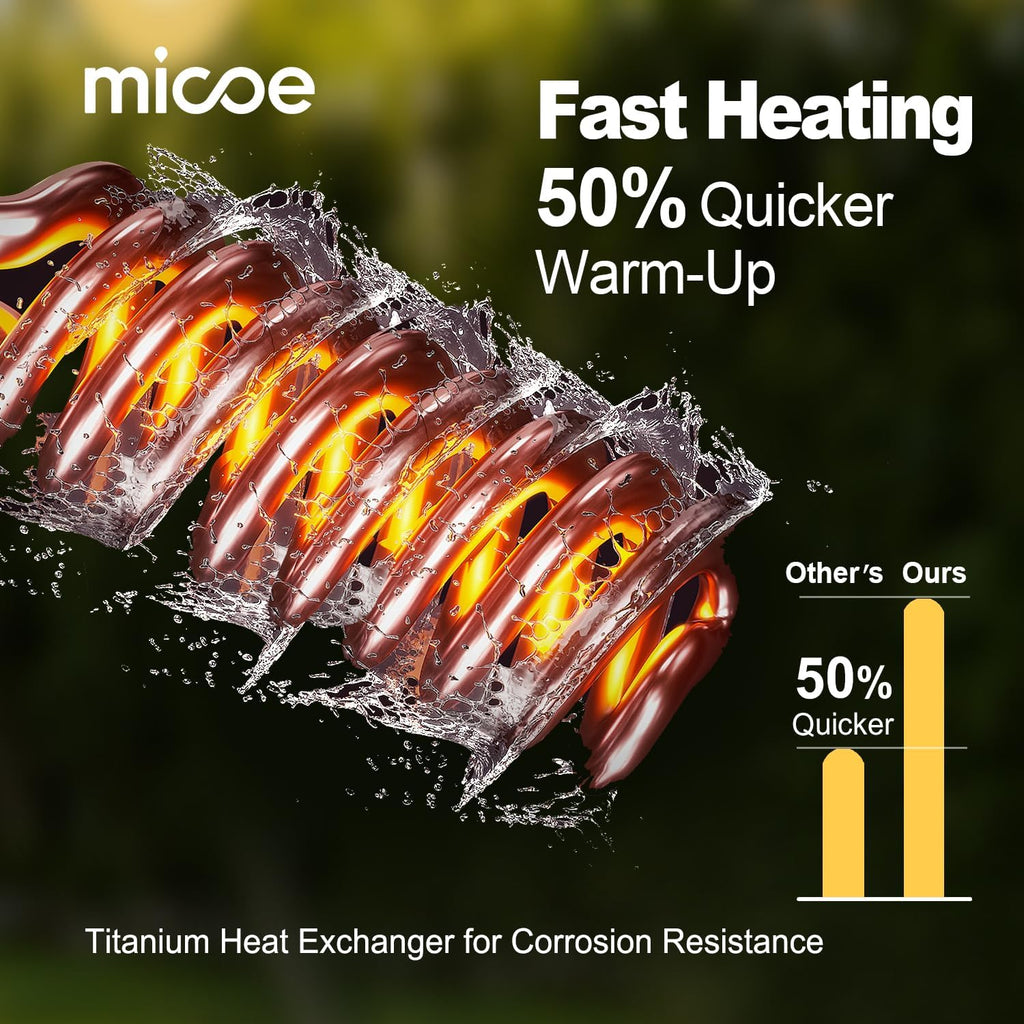 MICOE 18000 BTU Pool Heater for Above Ground Pools, Swimming Pool Heat Pump, Heating and Cooling, Smart App Control，Titanium Heat Exchanger, Ultra Quiet 50dB, 110V