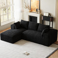 107' L-Shaped Boneless Sectional Couches for Living Room, Comfy Corduroy Fluffy Cloud Couch, Deep Seat Memory Foam Plush Modular Sectional Sofa with Left-Facing Chaise, No Assembly, Black